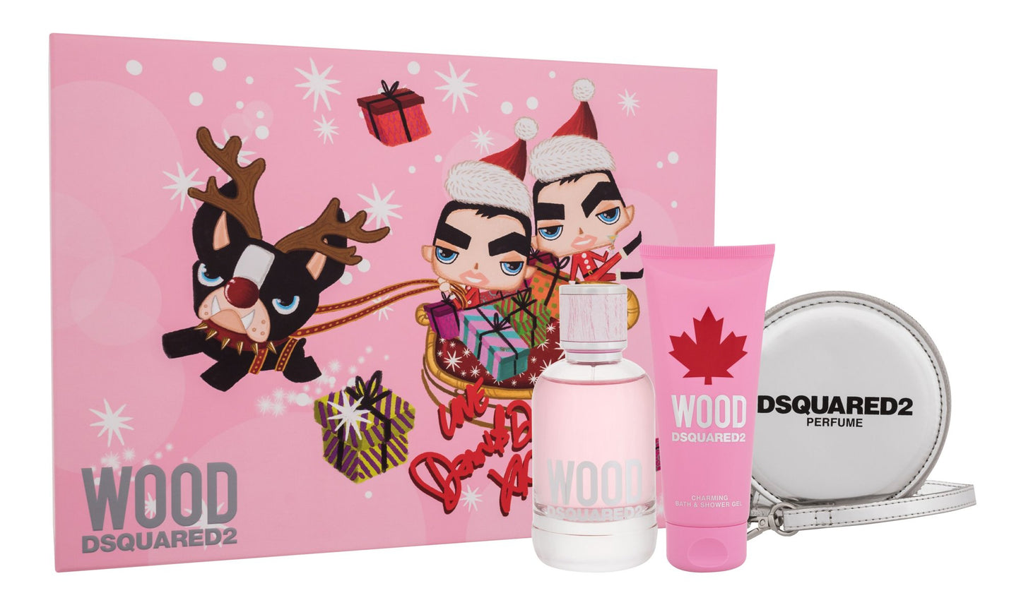 Dsquared2 Wood Pour Femme 100ml Edt + Wallet + Showergel Geschenkset