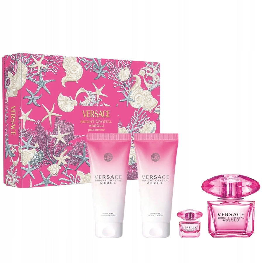 Versace Bright Crystal Absolu 90ml Edp + Showergel + Bodylotion + Miniature Geschenkset
