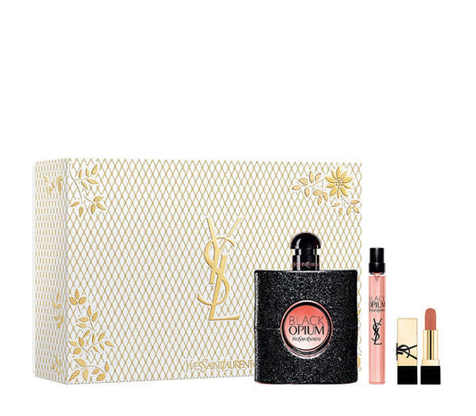 Y.S.L. Black Opium 90ml Edp + Mini Lipstick + 10ml Edp Spray Geschenkset