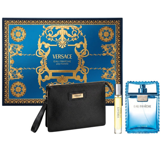 Versace Man Eau Fraiche 100ml Edt + 10ml Edt Spray + Black Pouch Geschenkset